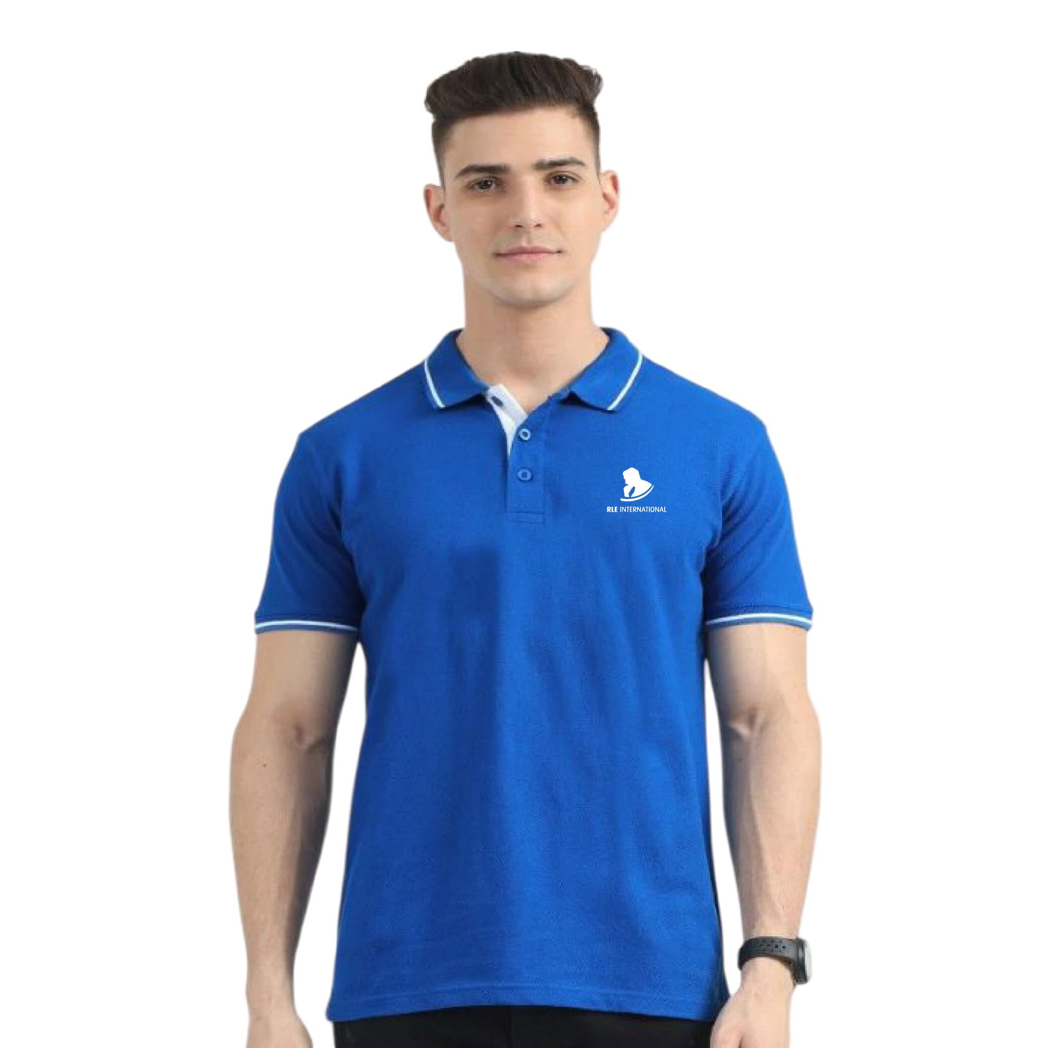Greys&Blues Organic Polo Tshirt- Royal Blue with White Tipping 